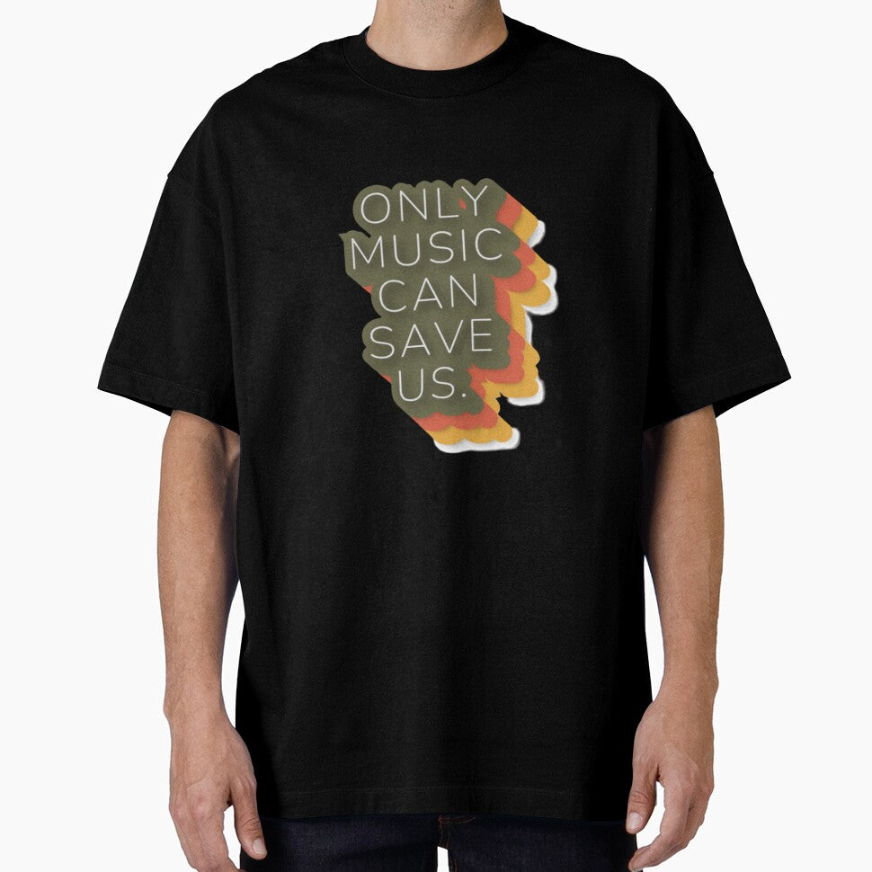 Only Music Can Save Us Retro Earth Tone Typography by - Adult & Kids T-Shirts, Sweatshirts & Hoodies apparel design preview 1