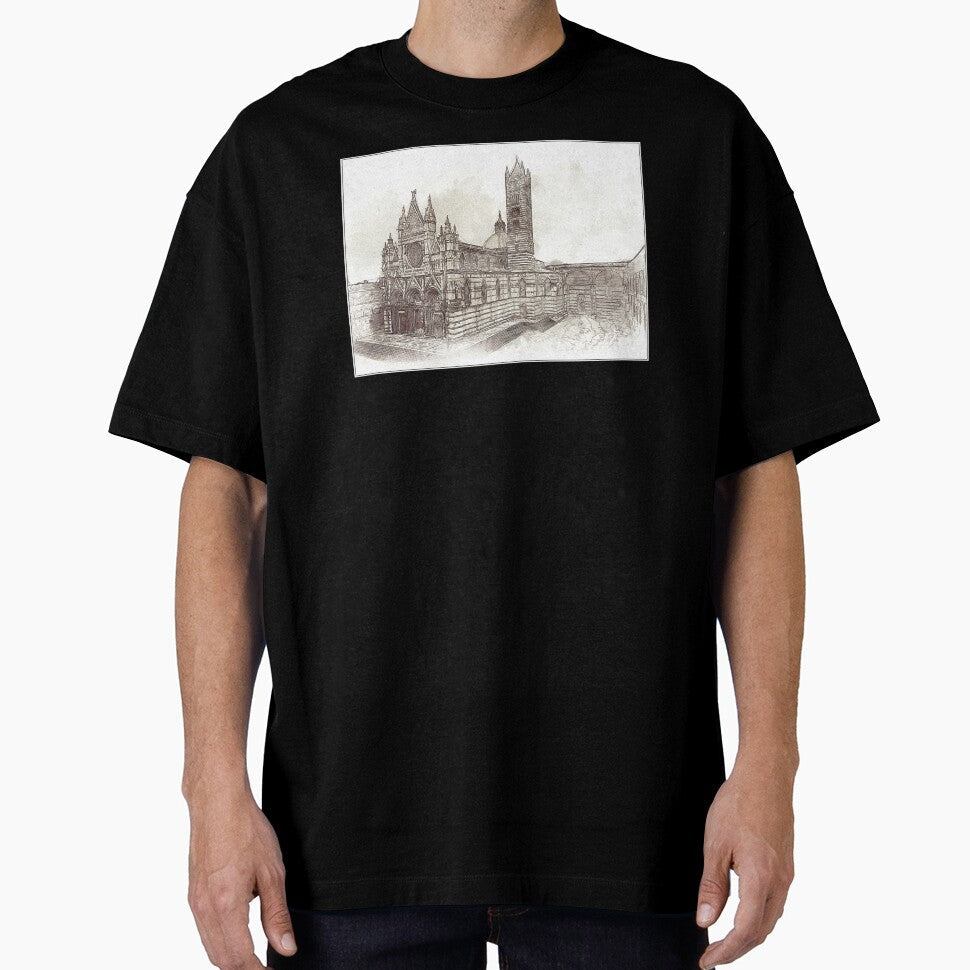 Duomo di Siena Italy Sketch and Wash Style by Retro - Adult & Kids T-Shirts, Sweatshirts & Hoodies apparel design preview 1