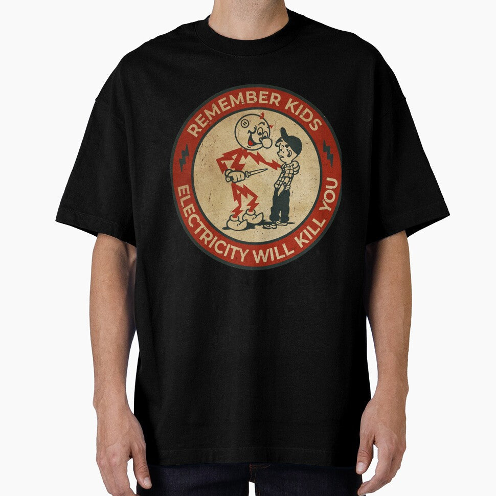 Electricity Will Kill You Kids Vintage by - Adult & Kids T-Shirts, Sweatshirts & Hoodies apparel design preview 1