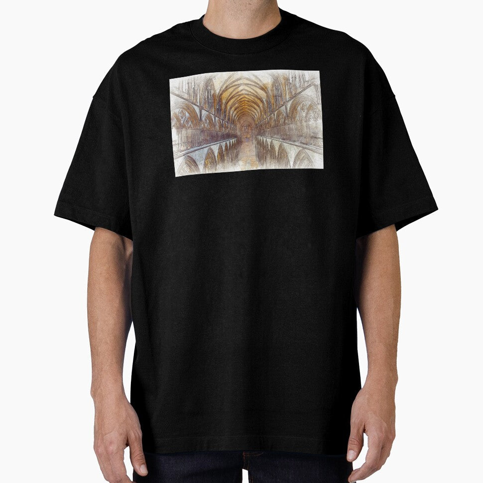 Interior of Salisbury Cathedral, England Line and - Adult & Kids T-Shirts, Sweatshirts & Hoodies apparel design preview 1