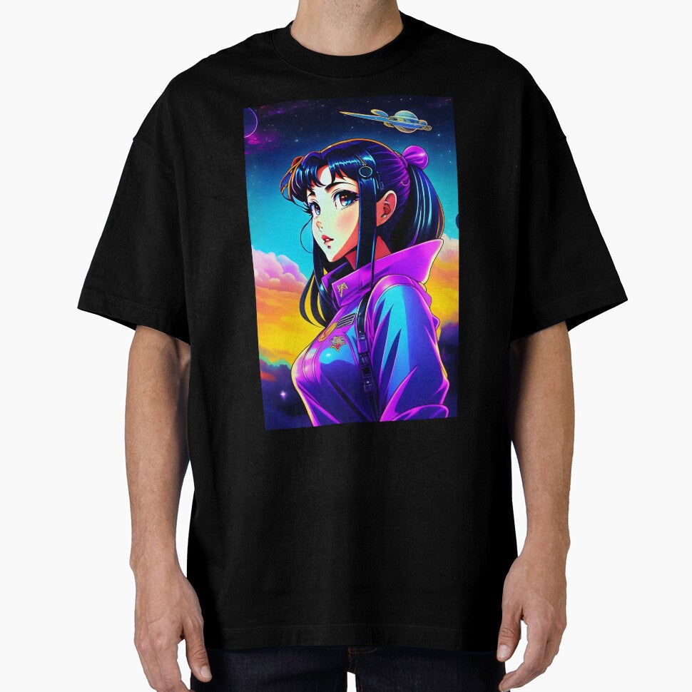 Vintage 90's Anime Girl Inspired Retro lofi Cyberpunk - Adult & Kids T-Shirts, Sweatshirts & Hoodies apparel design preview 1