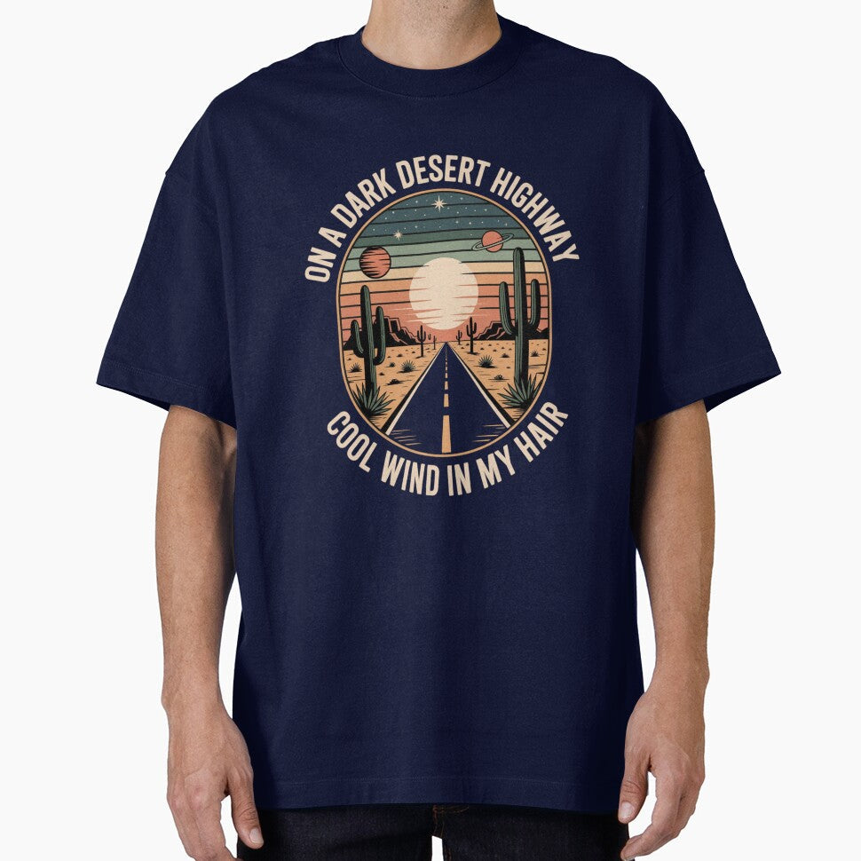 Desert Highway Retro Sunset by Designdos - Adult & Kids T-Shirts, Sweatshirts & Hoodies apparel design preview 1