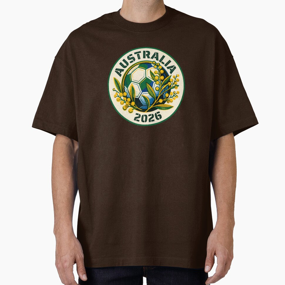 Vintage Australia 2026 Soccer Golden Wattle Badge by - Adult & Kids T-Shirts, Sweatshirts & Hoodies apparel design preview 1