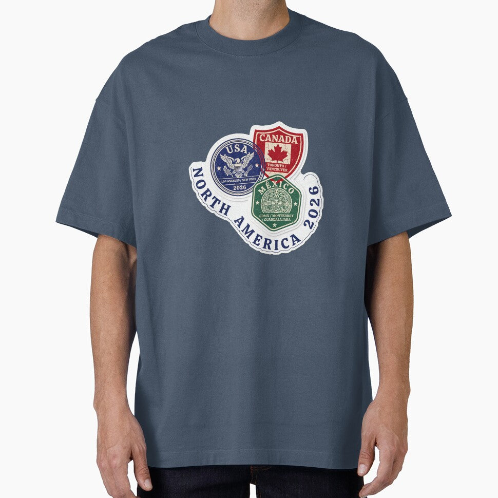 North America 2026 Passport Stamp Trio Vintage Travel - Adult & Kids T-Shirts, Sweatshirts & Hoodies apparel design preview 1
