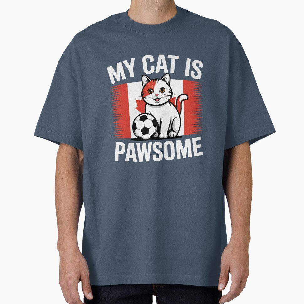 Cute Patriotic Soccer Cat Red Maple Leaf by MimsTees - Adult & Kids T-Shirts, Sweatshirts & Hoodies apparel design preview 1