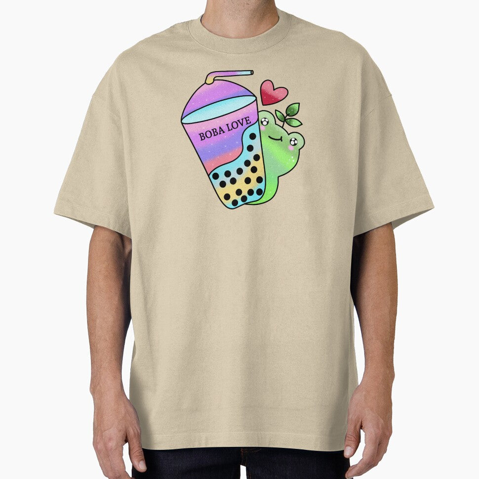 Kawaii cute frog drinking boba by Quacktails - Adult & Kids T-Shirts, Sweatshirts & Hoodies apparel design preview 1