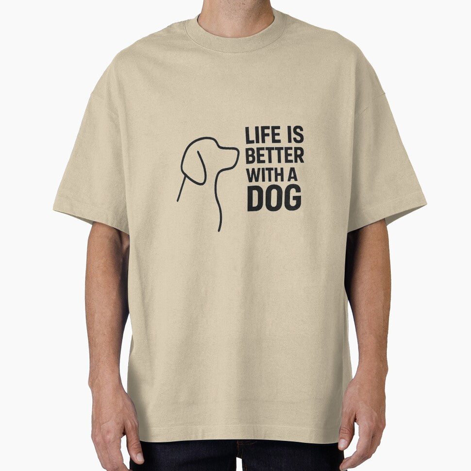 Life Is Better With a Dog Minimalist Lover Quote - Adult & Kids T-Shirts, Sweatshirts & Hoodies apparel design preview 1