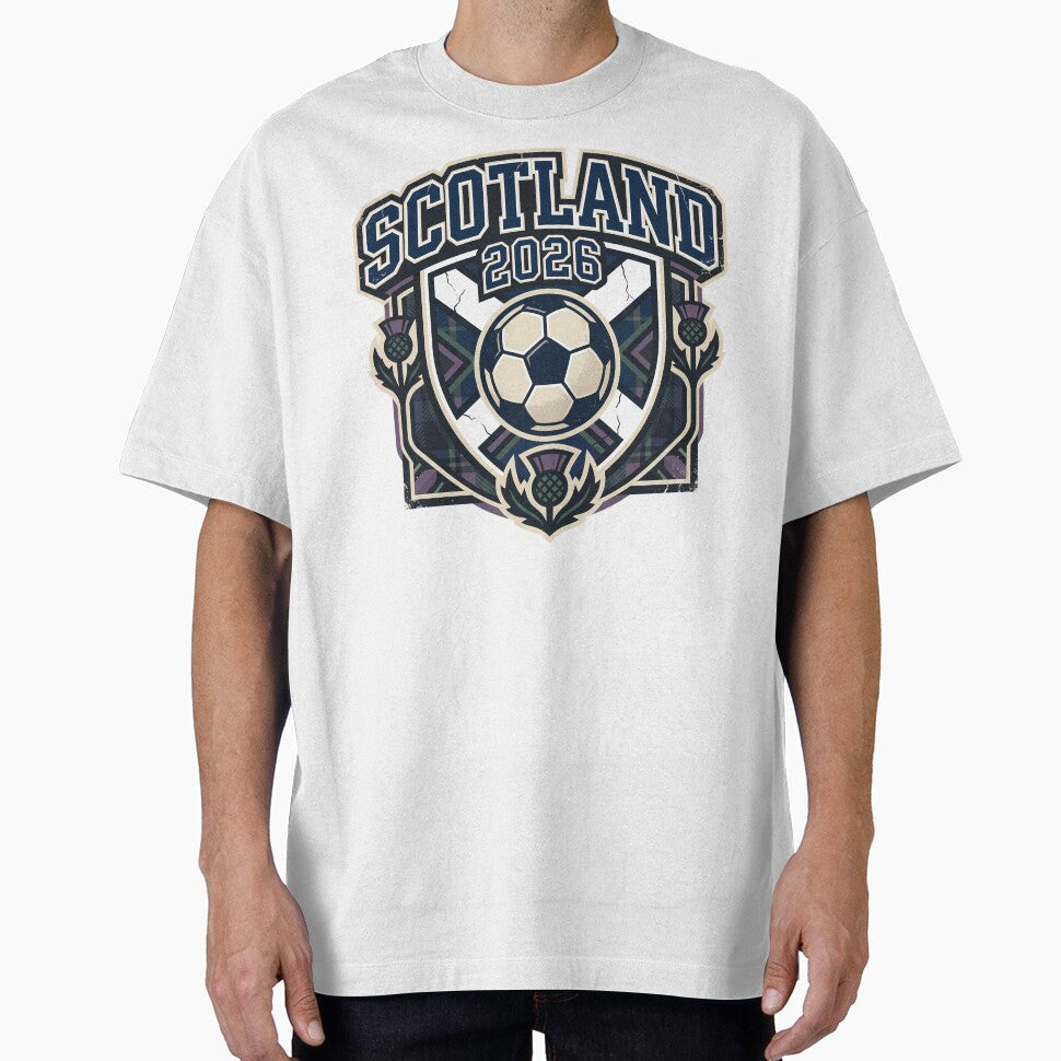 Scotland 2026 Retro Football Fan Crest by Saq2000 - Adult & Kids T-Shirts, Sweatshirts & Hoodies apparel design preview 1