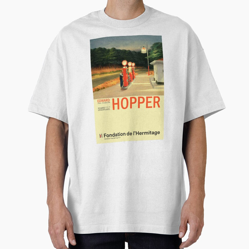Edward Hopper Gas Minimalist Exhibition Art Poster by - Adult & Kids T-Shirts, Sweatshirts & Hoodies apparel design preview 1