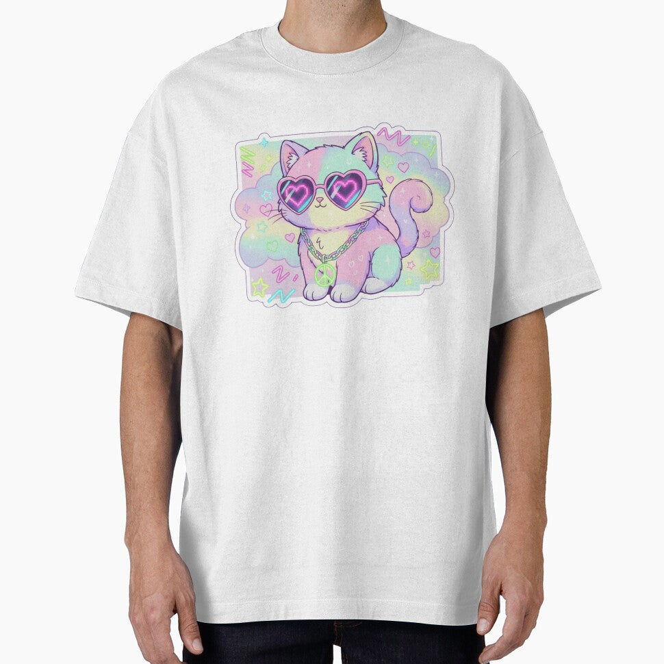 Grainy Pastel Y2K Kawaii Style Street Cat by Melissa - Adult & Kids T-Shirts, Sweatshirts & Hoodies apparel design preview 1
