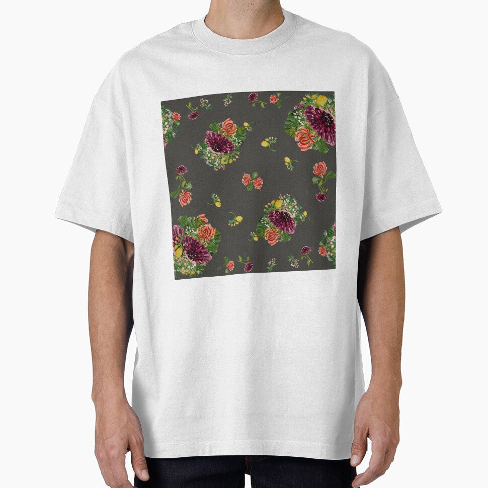Dahlia palm flower pattern a watercolor grey by Yana - Adult & Kids T-Shirts, Sweatshirts & Hoodies apparel design preview 1