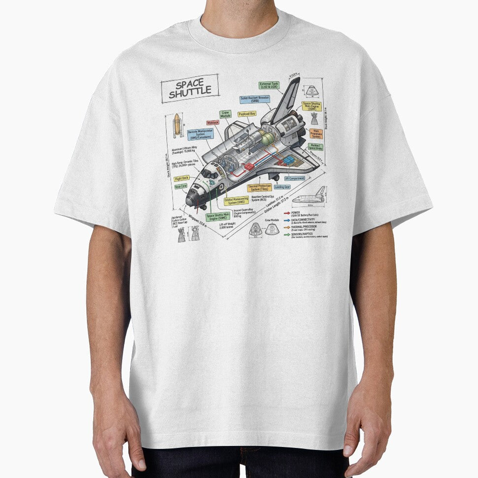 Space Shuttle Cross-section Isometric Drawing by Rhu - Adult & Kids T-Shirts, Sweatshirts & Hoodies apparel design preview 1