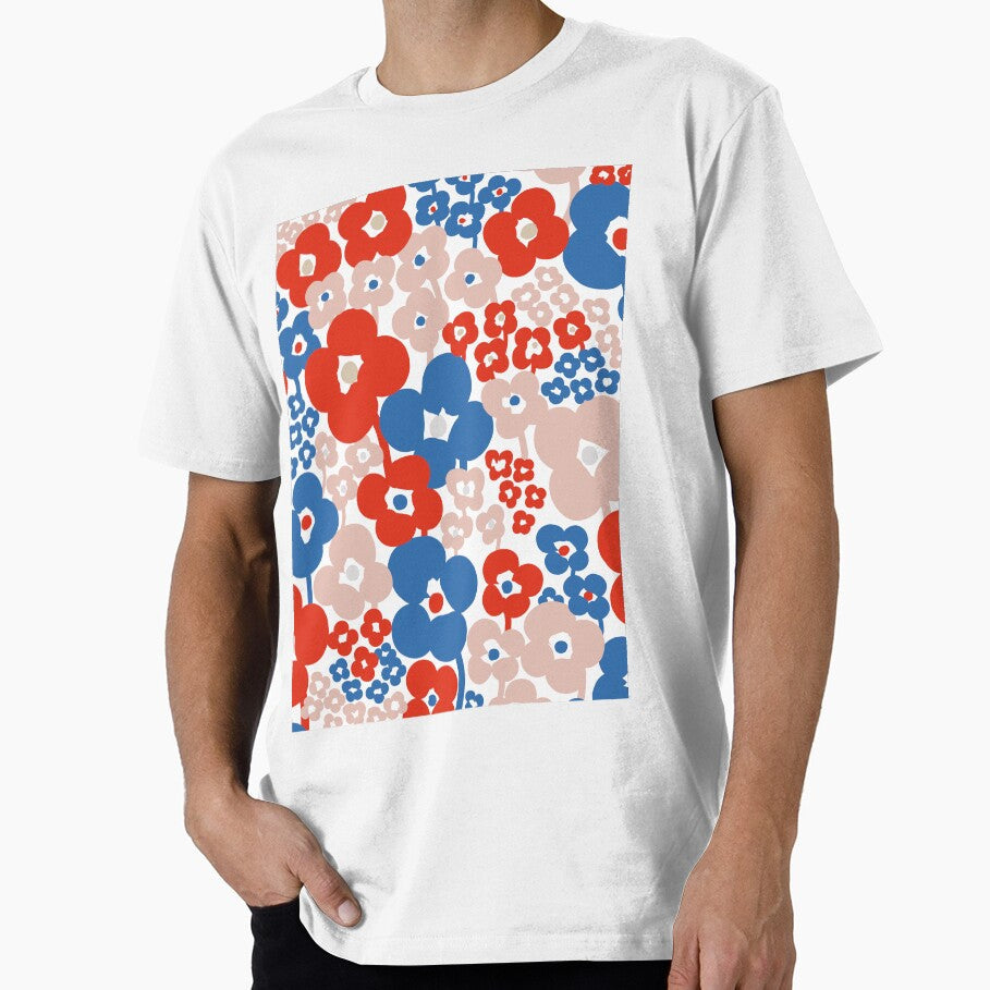 Iconic Retro Scandinavian Garden in Red, Blue and - Adult & Kids T-Shirts, Sweatshirts & Hoodies apparel design preview 1