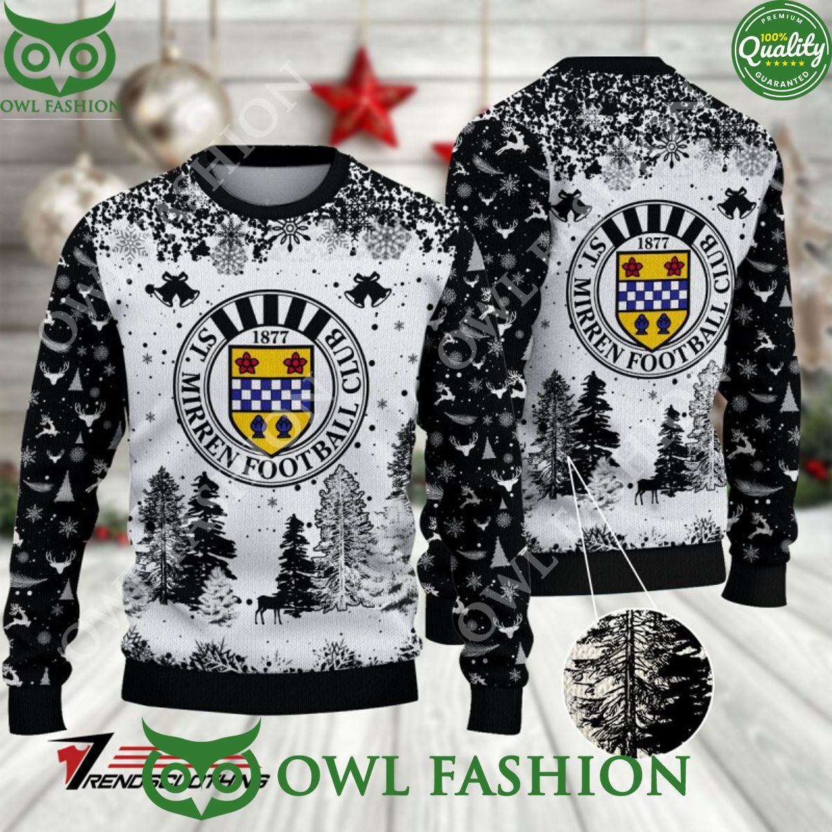 St Mirren F.C. SPFL Scottish Snow Fall Pine Ugly - Adult & Kids T-Shirts, Sweatshirts & Hoodies apparel design preview 1