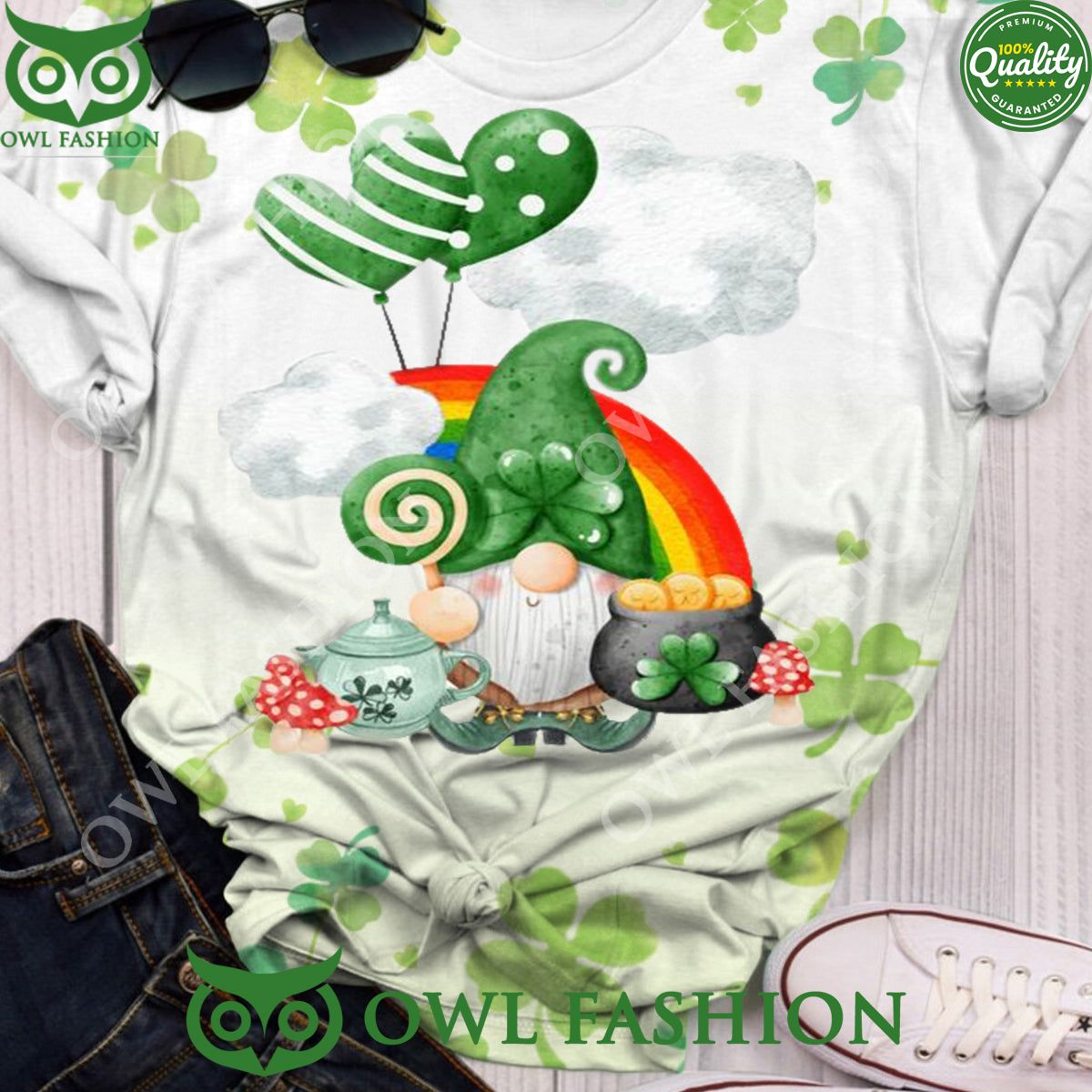 St. Patrick Balloon Gnome - Adult & Kids T-Shirts, Sweatshirts & Hoodies apparel design preview 1