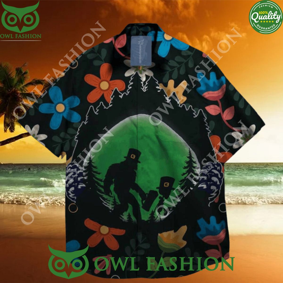 St patrick day bigfoot alein hawaiian - Adult & Kids T-Shirts, Sweatshirts & Hoodies apparel design preview 1