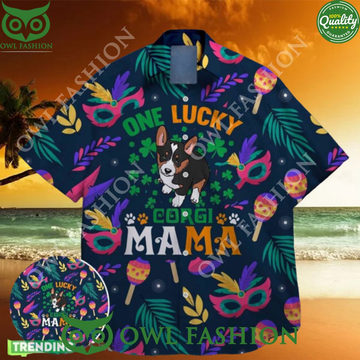 St patrick day corgi mama funny charm green shamrock - Adult & Kids T-Shirts, Sweatshirts & Hoodies apparel design preview 1