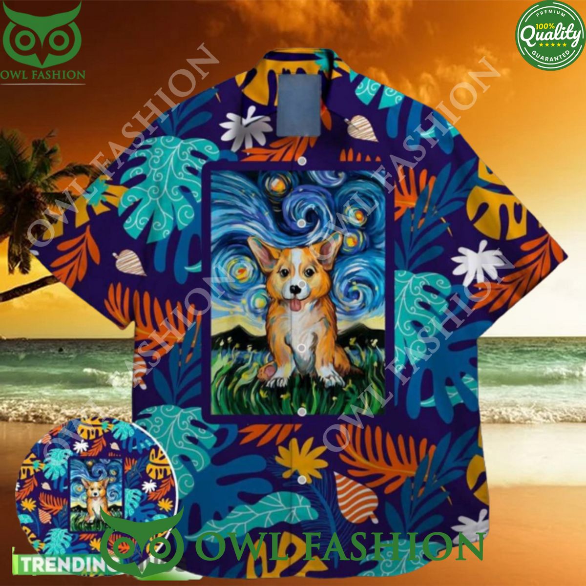 St patrick day corgi star night famous hawaiian - Adult & Kids T-Shirts, Sweatshirts & Hoodies apparel design preview 1