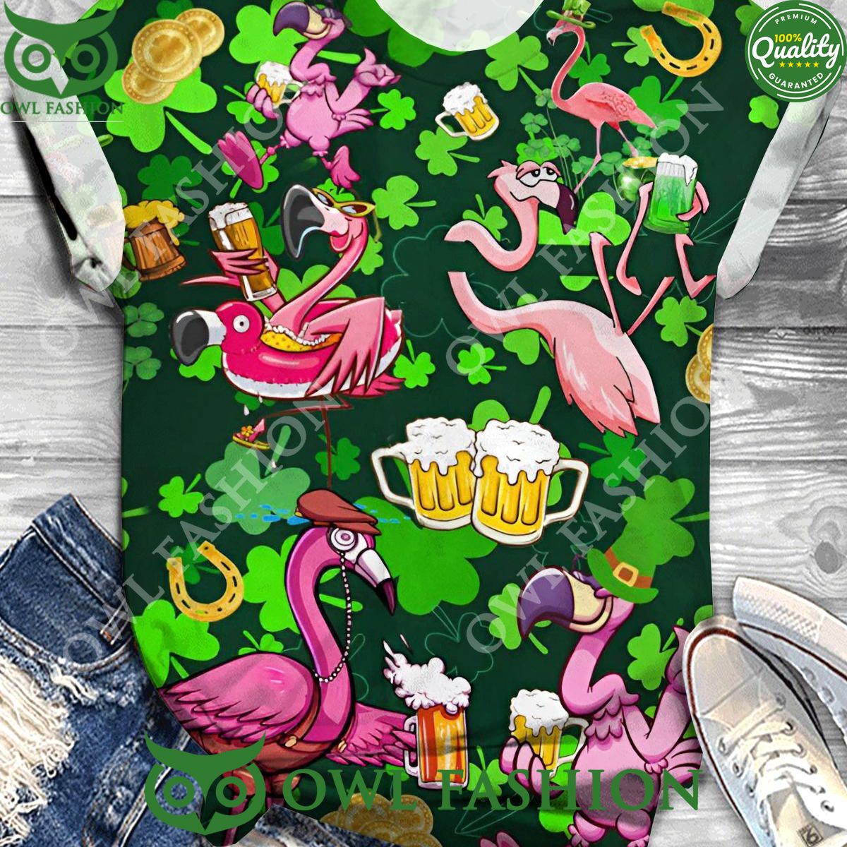 St Patricks Day Flamingo Beer Print - Adult & Kids T-Shirts, Sweatshirts & Hoodies apparel design preview 1
