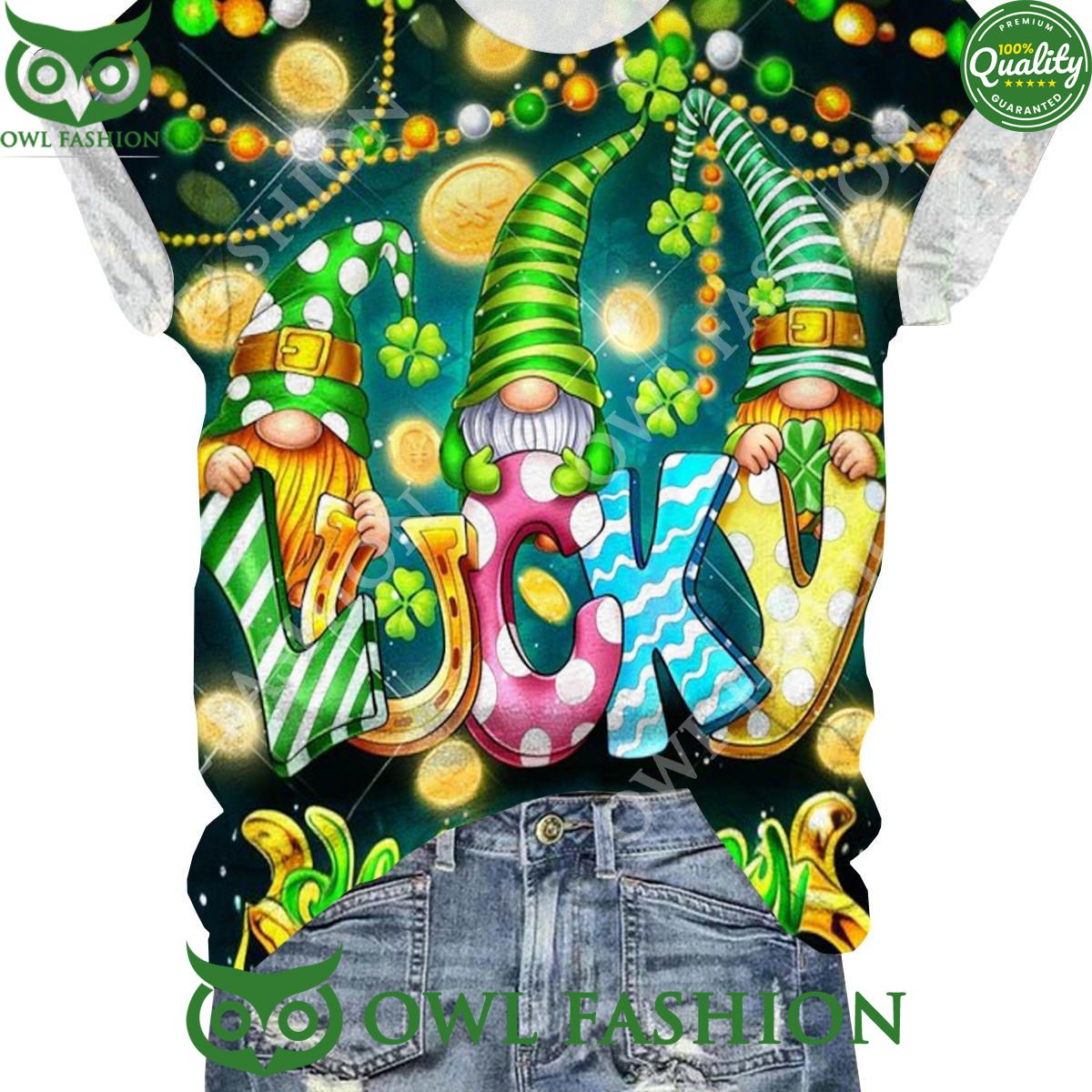 St. Patrick's Day Gnome Print Crew Neck Premium - Adult & Kids T-Shirts, Sweatshirts & Hoodies apparel design preview 1