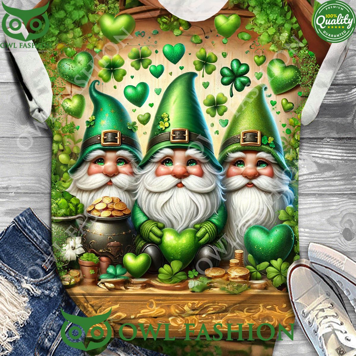 St Patricks Day Gnomes Print Crew Neck 3D - Adult & Kids T-Shirts, Sweatshirts & Hoodies apparel design preview 1