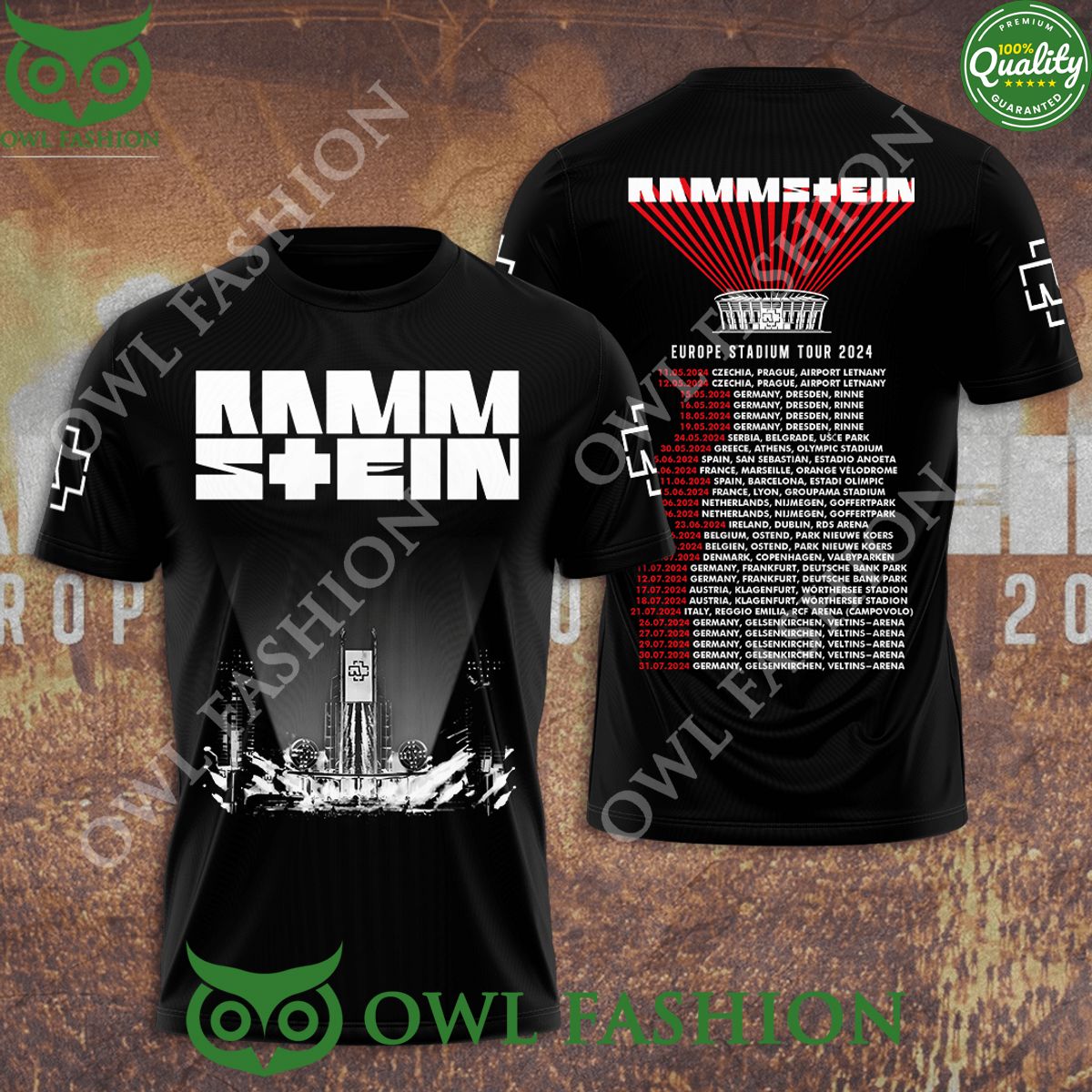 Stadium Tour Europe 2024 Rammstein 3D - Adult & Kids T-Shirts, Sweatshirts & Hoodies apparel design preview 1