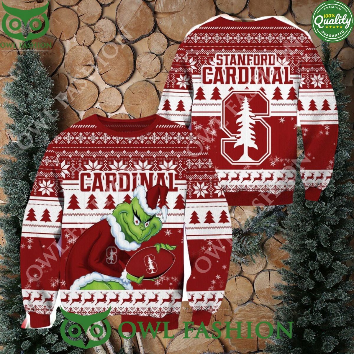 Stanford Cardinal NCAA Grinch Hug Logo Ugly Christmas - Adult & Kids T-Shirts, Sweatshirts & Hoodies apparel design preview 1