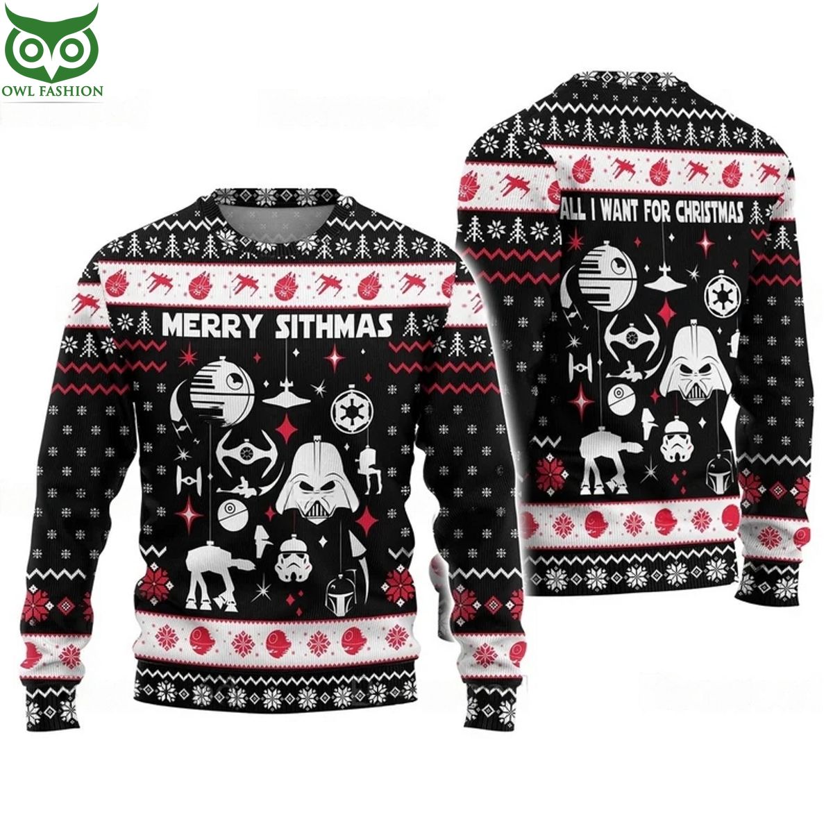 Star War Christmas Black Limited 3D Ugly Sweater - Adult & Kids T-Shirts, Sweatshirts & Hoodies apparel design preview 1