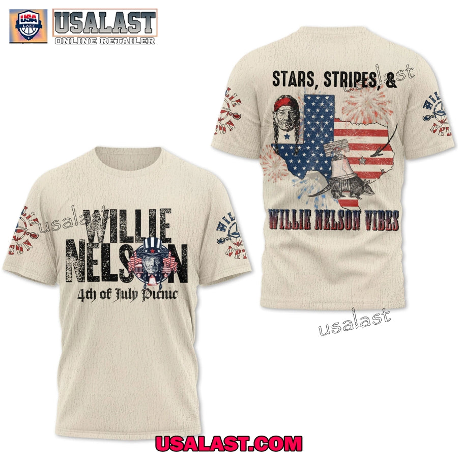 Stars Stripes And Willie Nelson Vibes 3D - Adult & Kids T-Shirts, Sweatshirts & Hoodies apparel design preview 1