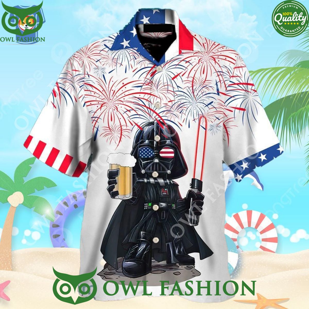 Starwars Independence Day Darth Vader With Beer - Adult & Kids T-Shirts, Sweatshirts & Hoodies apparel design preview 1