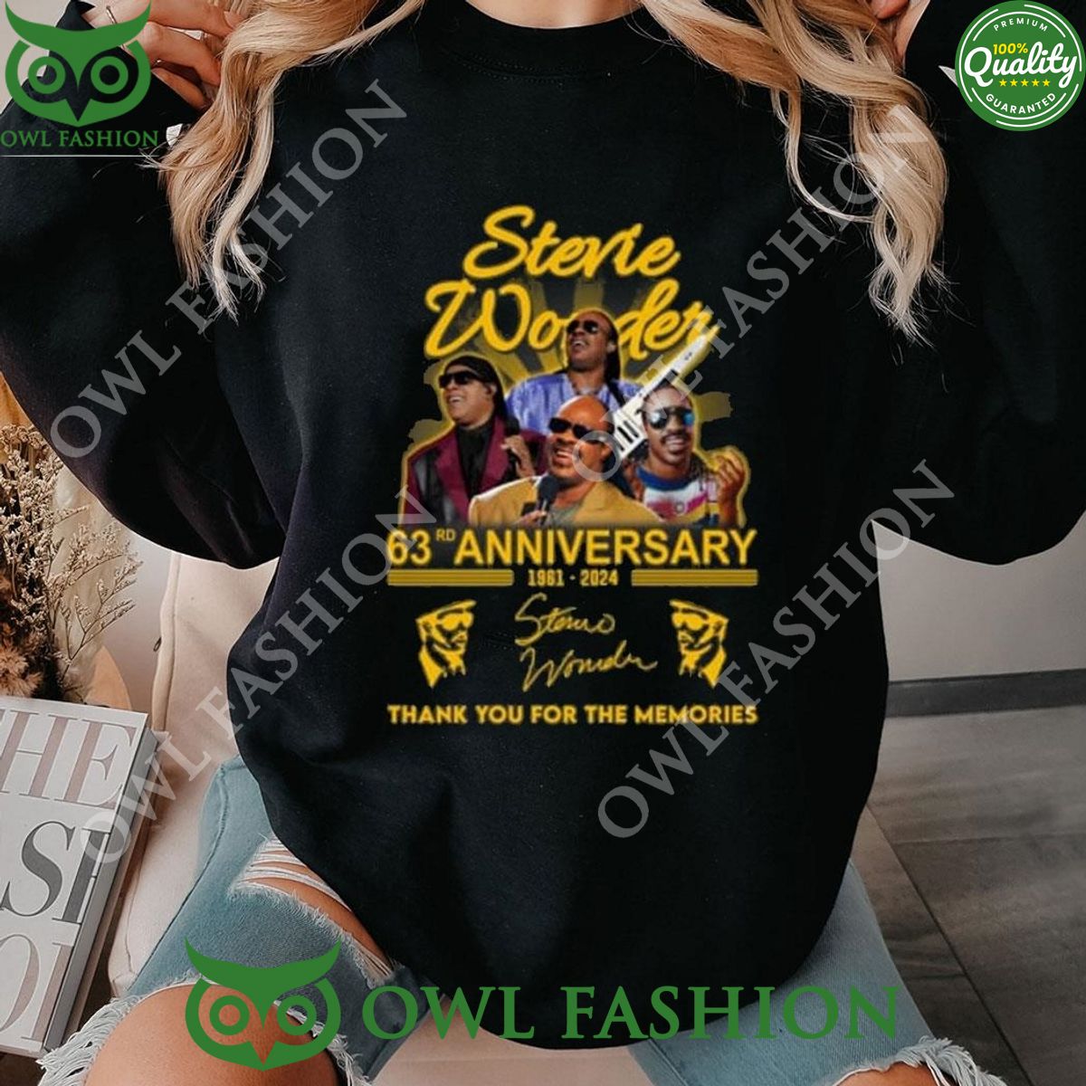 Stevie Wonder 63rd Anniversary 1961-2024 Memories - Adult & Kids T-Shirts, Sweatshirts & Hoodies apparel design preview 1