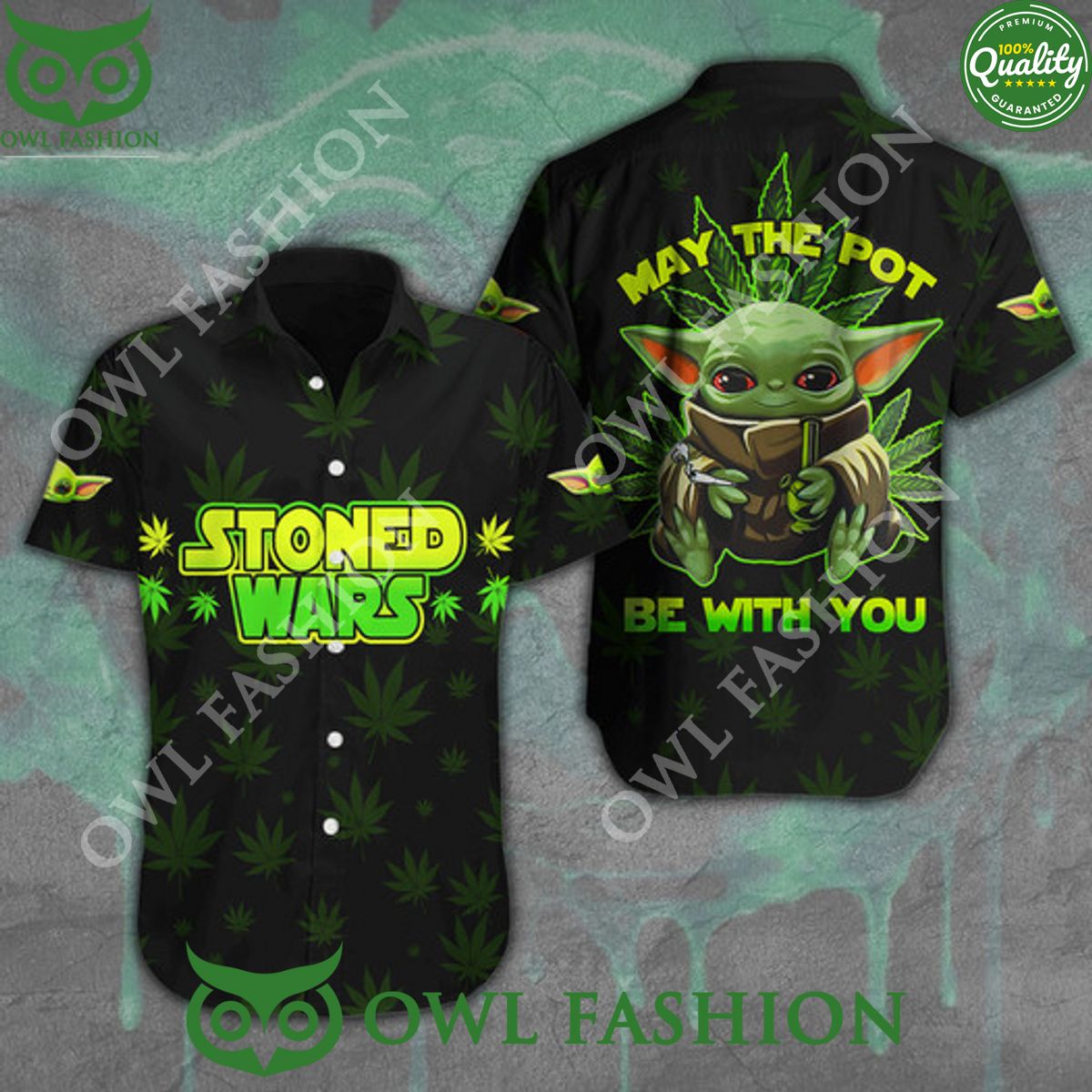 Stoned wars may the pot be with you yoda weed - Adult & Kids T-Shirts, Sweatshirts & Hoodies apparel design preview 1