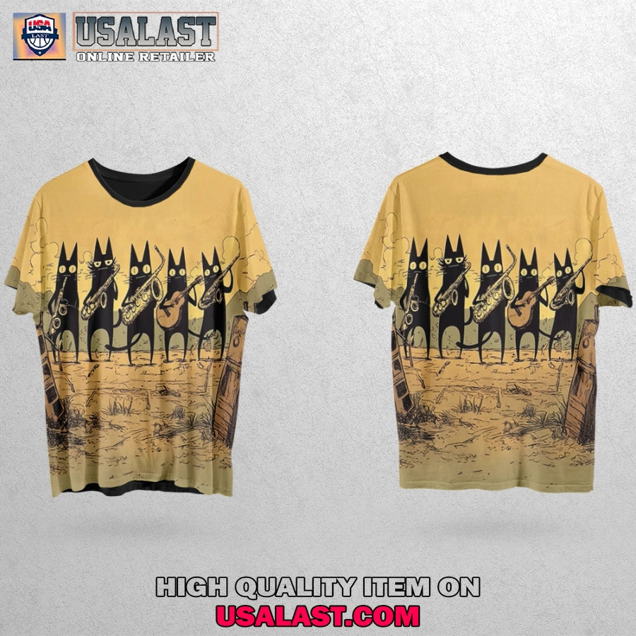Stray Cat Sax Night All Over Print - Adult & Kids T-Shirts, Sweatshirts & Hoodies apparel design preview 1