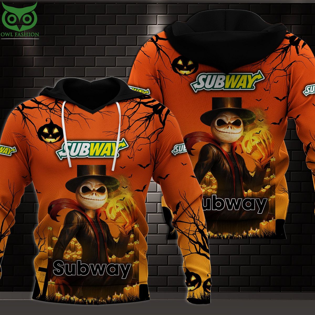 Subway Halloween Pumpkin 3D - Adult & Kids T-Shirts, Sweatshirts & Hoodies apparel design preview 1
