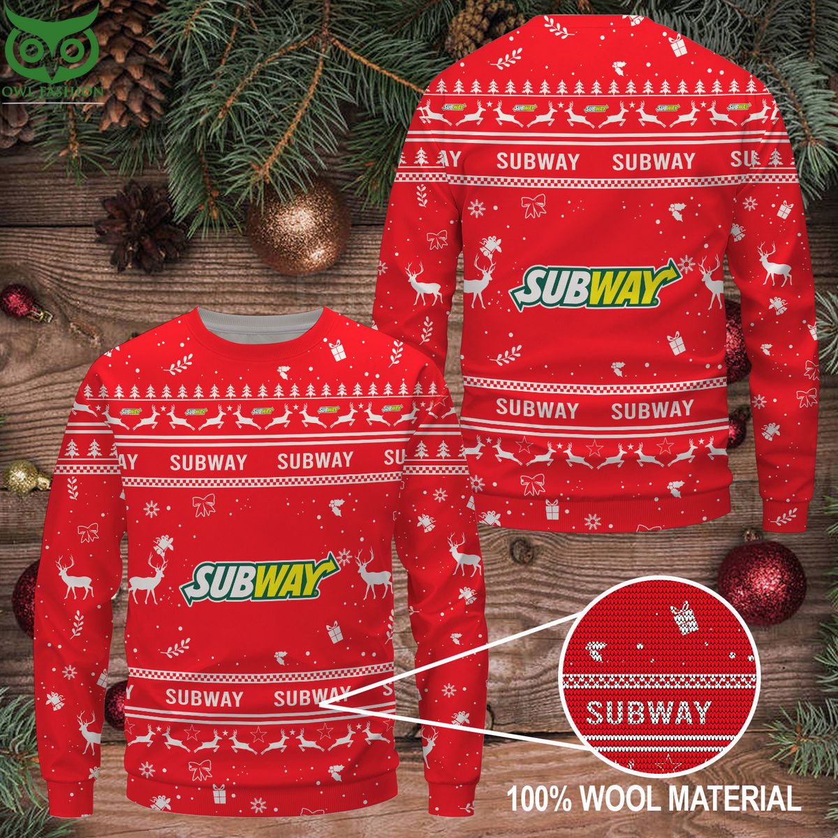 Subway Premium Ugly Christmas Sweater - Adult & Kids T-Shirts, Sweatshirts & Hoodies apparel design preview 1