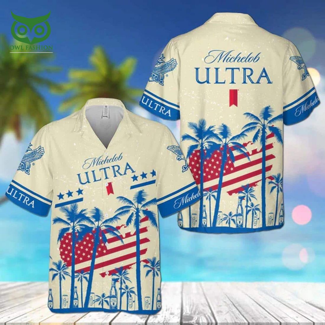 Summer Vibes Michelob Ultra Beer USA Flag Tropical - Adult & Kids T-Shirts, Sweatshirts & Hoodies apparel design preview 1