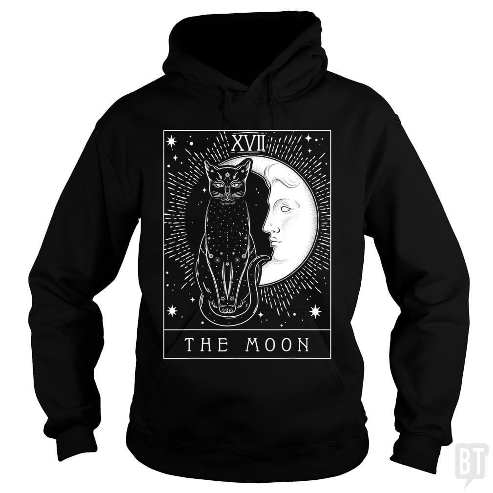 Tarot Card Crescent Moon And Cat Graphic - Adult & Kids T-Shirts, Sweatshirts & Hoodies apparel design preview 1