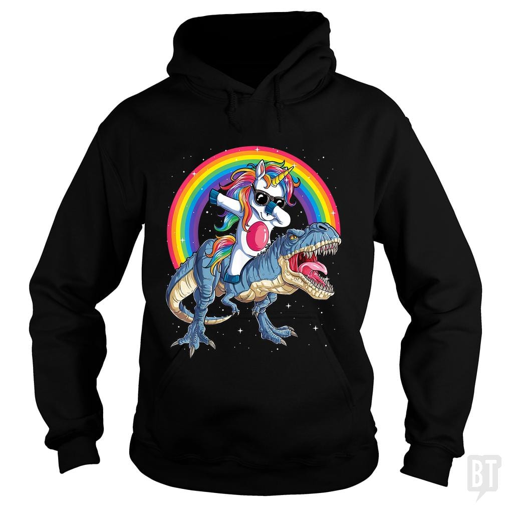 Dabbing Unicorn Riding Dinosaur - Adult & Kids T-Shirts, Sweatshirts & Hoodies apparel design preview 1