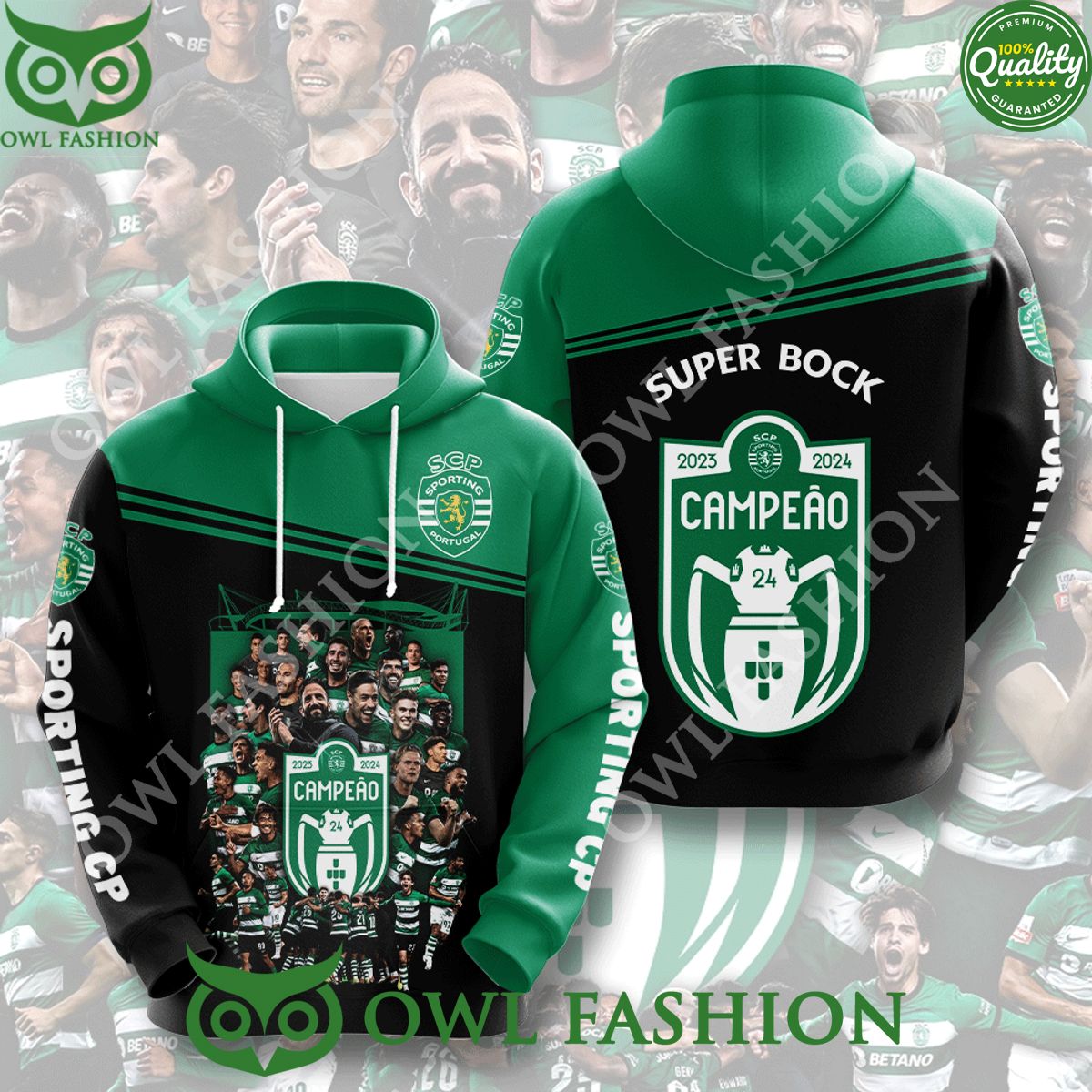 Super Bock Campeao 2023 2024 Sporting Portugal SCP 3D - Adult & Kids T-Shirts, Sweatshirts & Hoodies apparel design preview 1