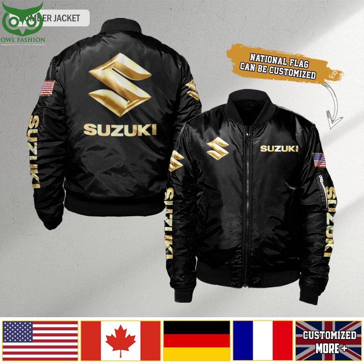 Suzuki Custom Flag 3D Bomber Jacket - Adult & Kids T-Shirts, Sweatshirts & Hoodies apparel design preview 1