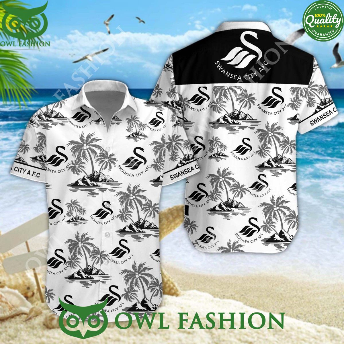Swansea City EFL Championship Hawaiian Beach Vibe - Adult & Kids T-Shirts, Sweatshirts & Hoodies apparel design preview 1