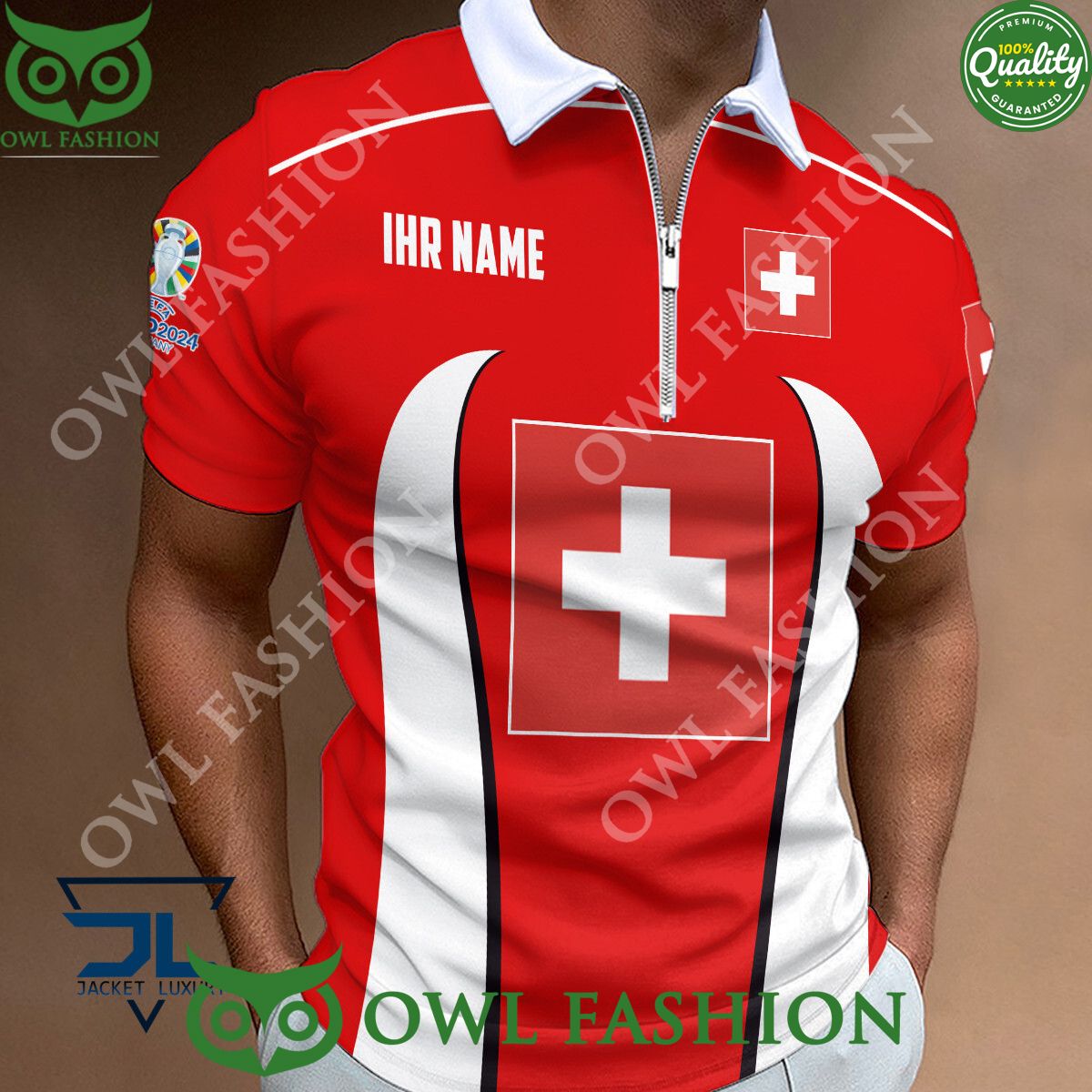 Switzerland National Football Team Zipper Polo - Adult & Kids T-Shirts, Sweatshirts & Hoodies apparel design preview 1