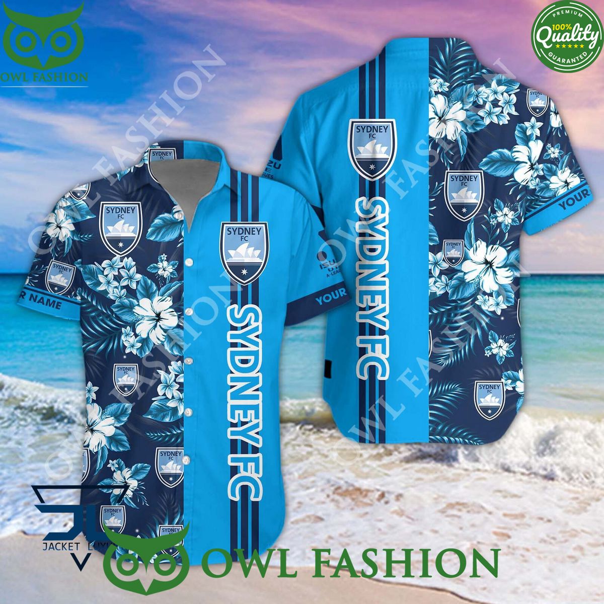 Sydney FC A League Football Hawaiian and short - Adult & Kids T-Shirts, Sweatshirts & Hoodies apparel design preview 1