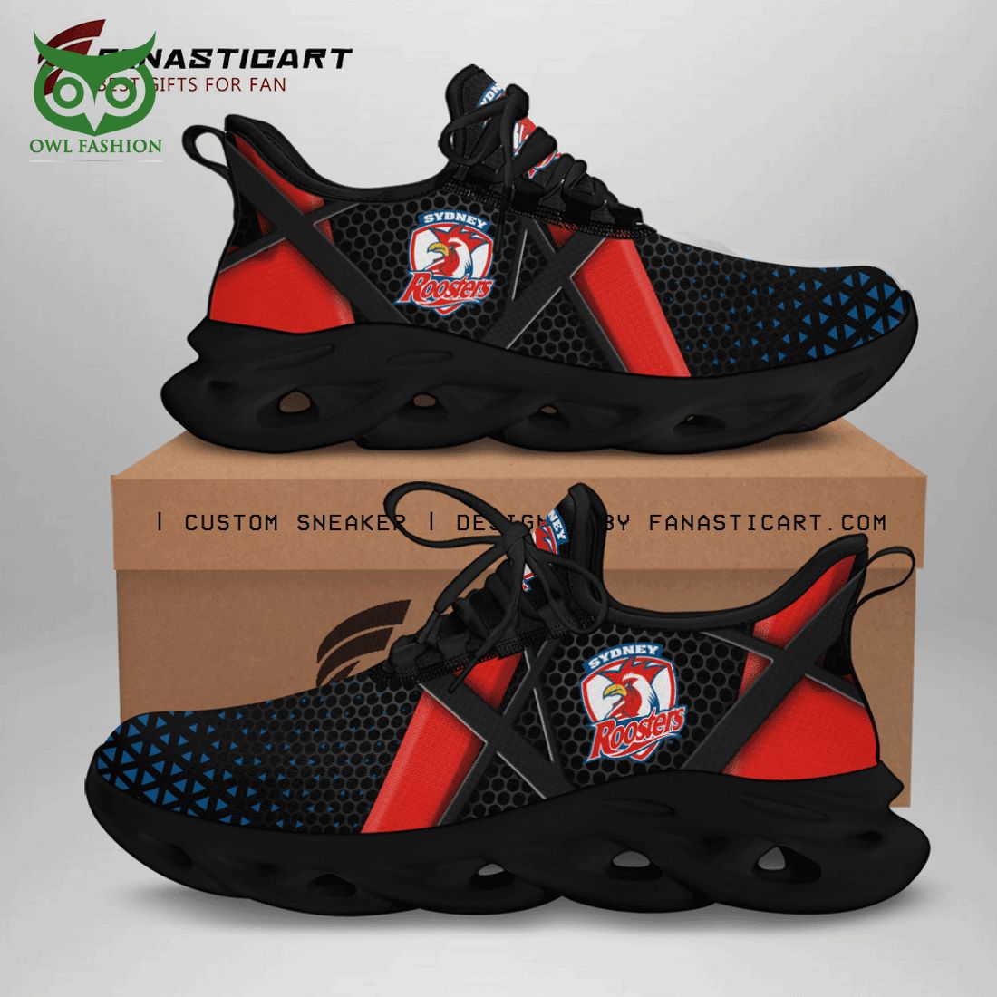 Sydney Roosters NRL Black Max Soul Shoes - Adult & Kids T-Shirts, Sweatshirts & Hoodies apparel design preview 1