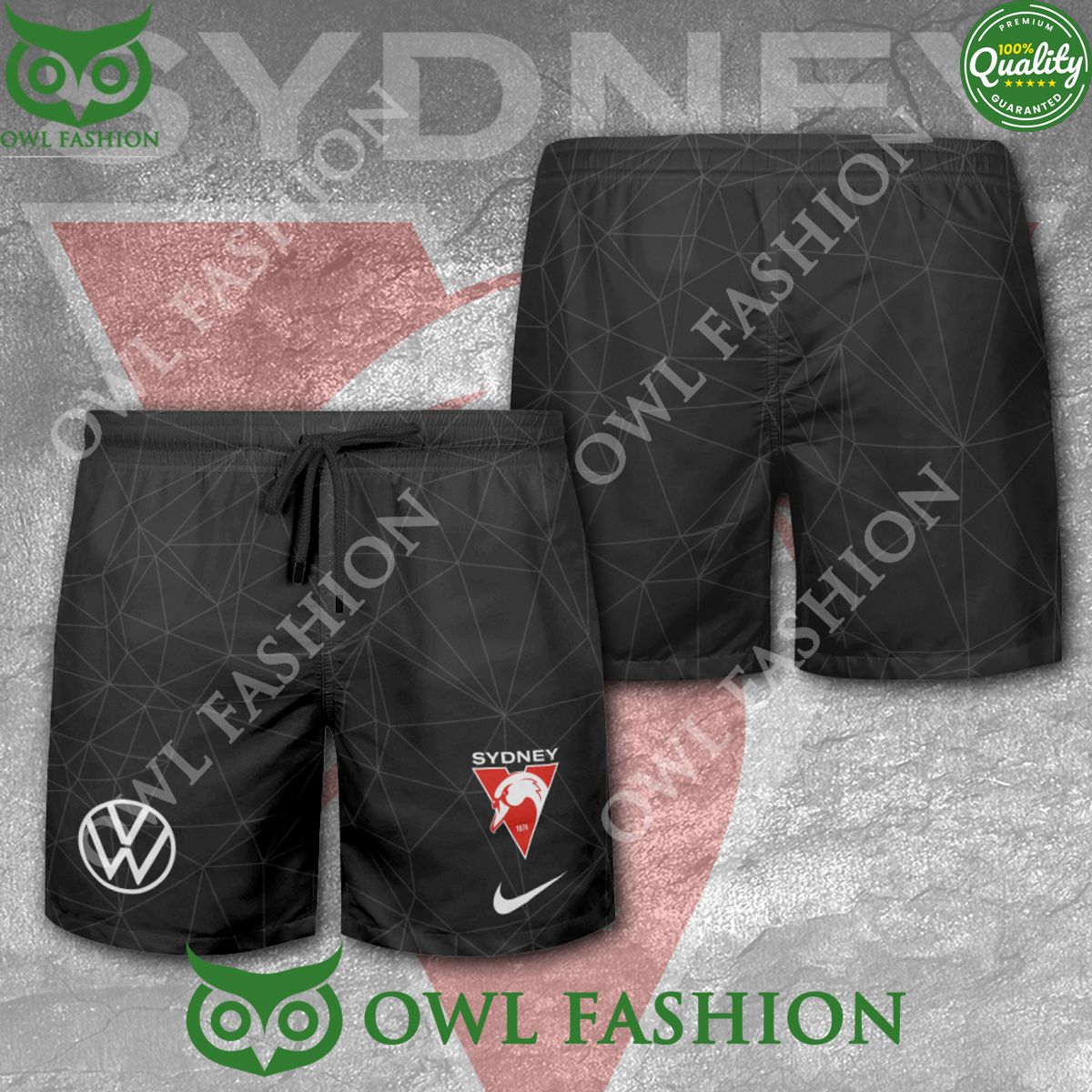 Sydney Swans Logo Volkswagen Gray 3D Shorts - Adult & Kids T-Shirts, Sweatshirts & Hoodies apparel design preview 1