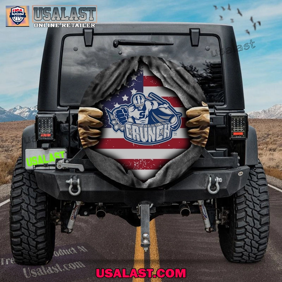 Syracuse Crunch AHL American Flag Spare Tire Cover - Adult & Kids T-Shirts, Sweatshirts & Hoodies apparel design preview 1
