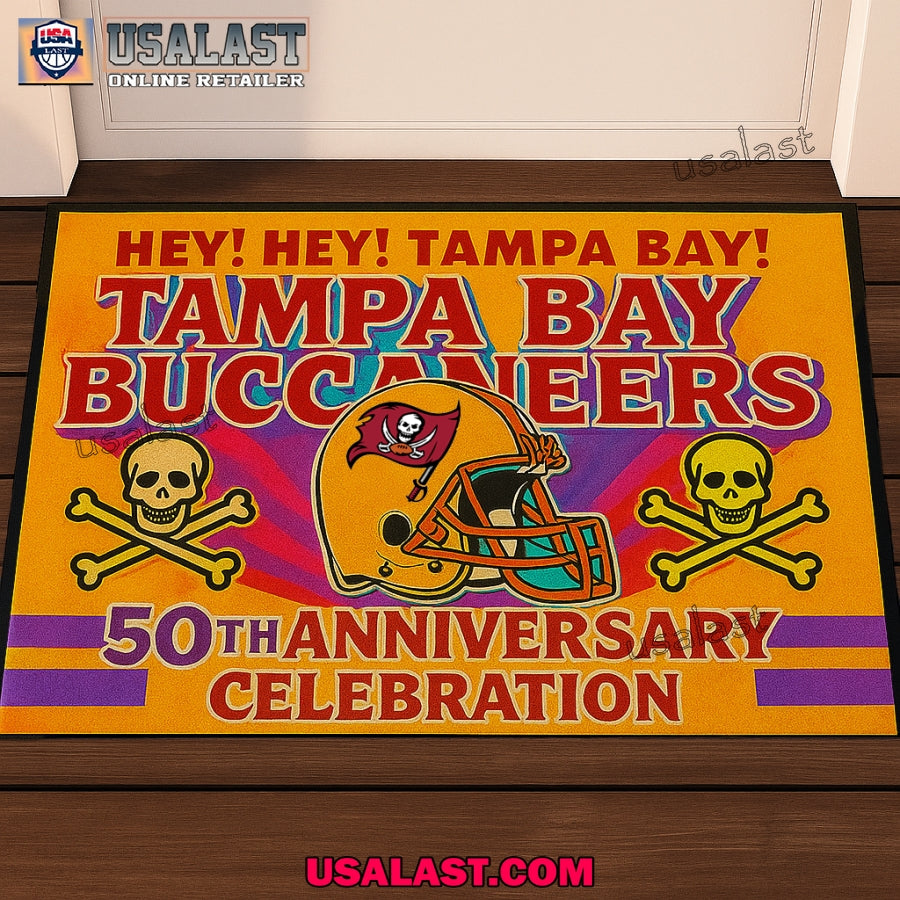 Tampa Bay Buccaneers 50th Anniversary Doormat - Adult & Kids T-Shirts, Sweatshirts & Hoodies apparel design preview 1