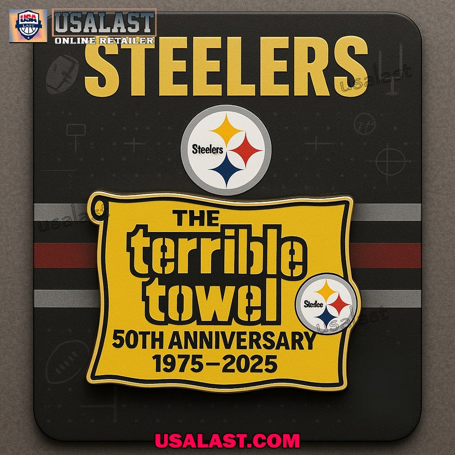 Terrible Towel 50th Anniversary Custom 3D Car Badge - Adult & Kids T-Shirts, Sweatshirts & Hoodies apparel design preview 1
