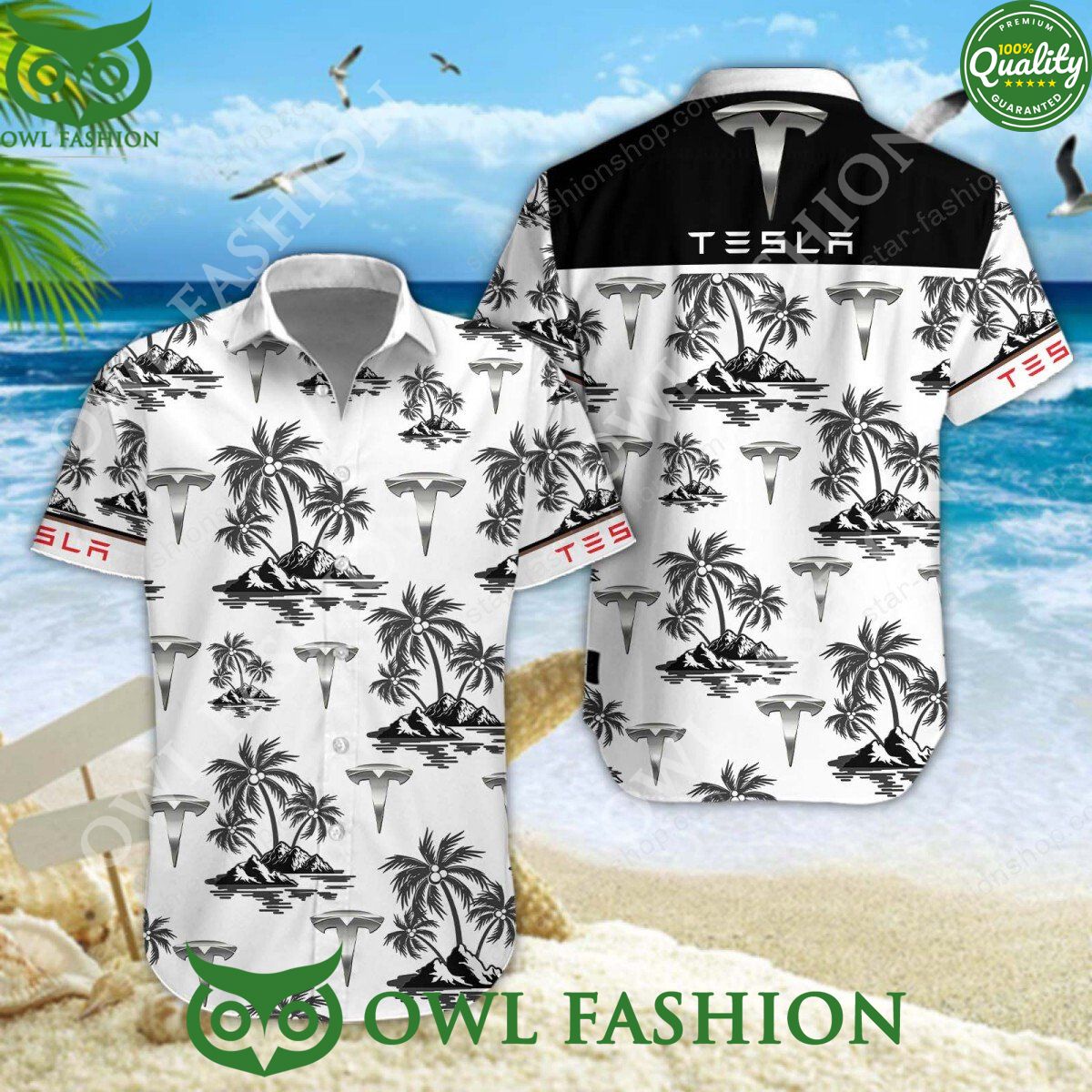 Tesla Electric Automobile Manufacturer Hawaiian - Adult & Kids T-Shirts, Sweatshirts & Hoodies apparel design preview 1