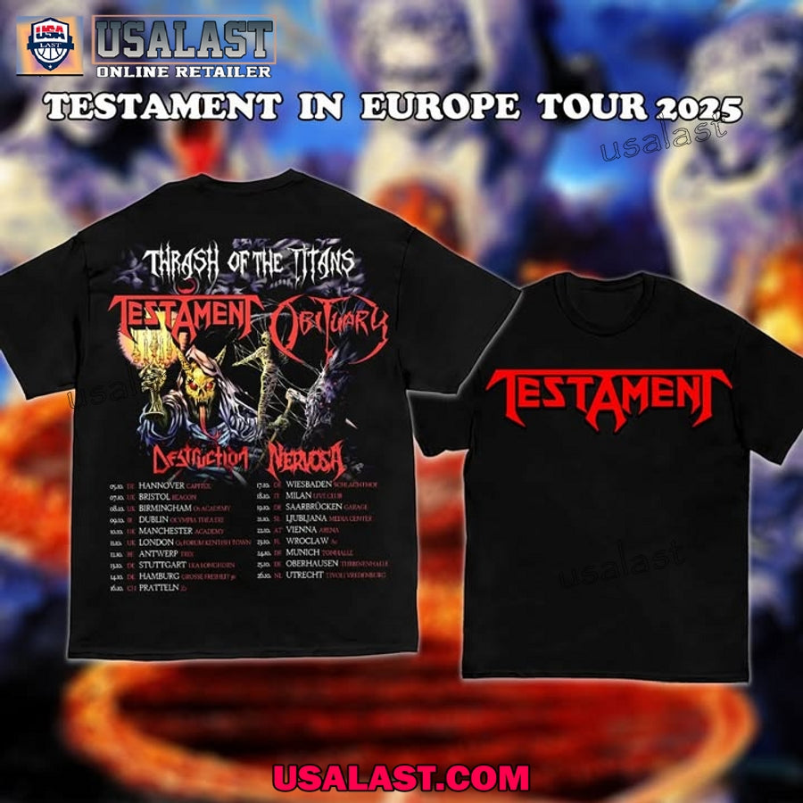 Testament Thrash Of The Titans Tour 2025 - Adult & Kids T-Shirts, Sweatshirts & Hoodies apparel design preview 1